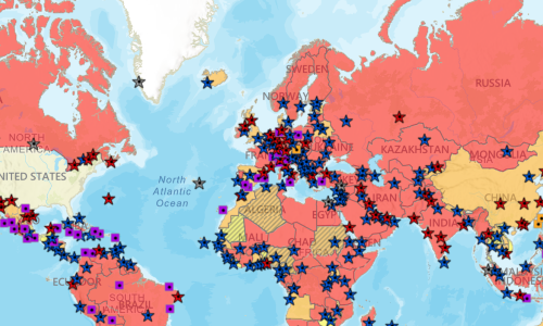 color-coded map.